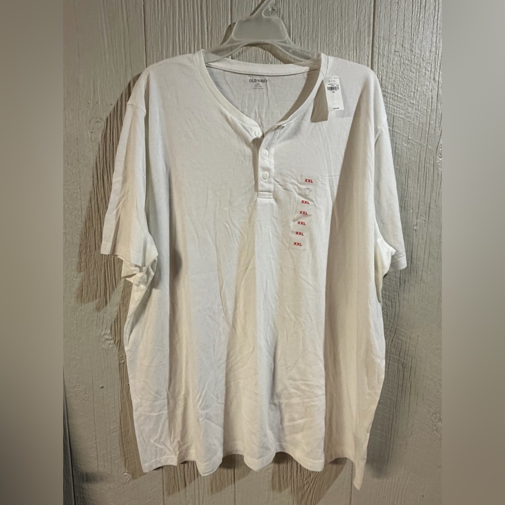 Old Navy Men's White Short Sleeve Henley